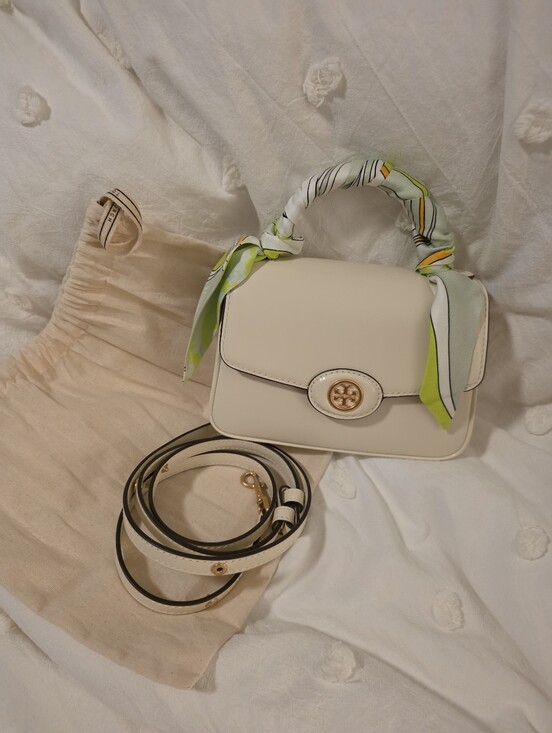 Tory Burch Handbags - Tory Burch CreamTop-Handle Crossbody Tory Burch Bag with Tory Burch Scarf Accent